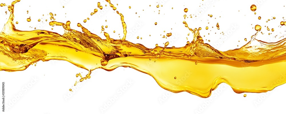 Aufkleber splashes of vibrant yellow liquid creating dynamic motion on a white background : generative ai