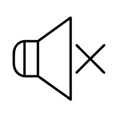 mute speaker icon, mute speaker line art - simple line art of mute speaker, perfect for mute speaker logos and icons