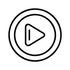 play button icon, play button line art - simple line art of play button, perfect for play button logos and icons
