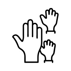 raised hand icon, raised hand line art - simple line art of raised hand, perfect for raised hand logos and icons