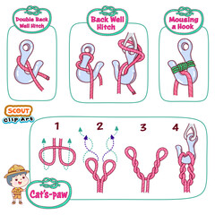 Basic Boy Scout Knots Vector.
