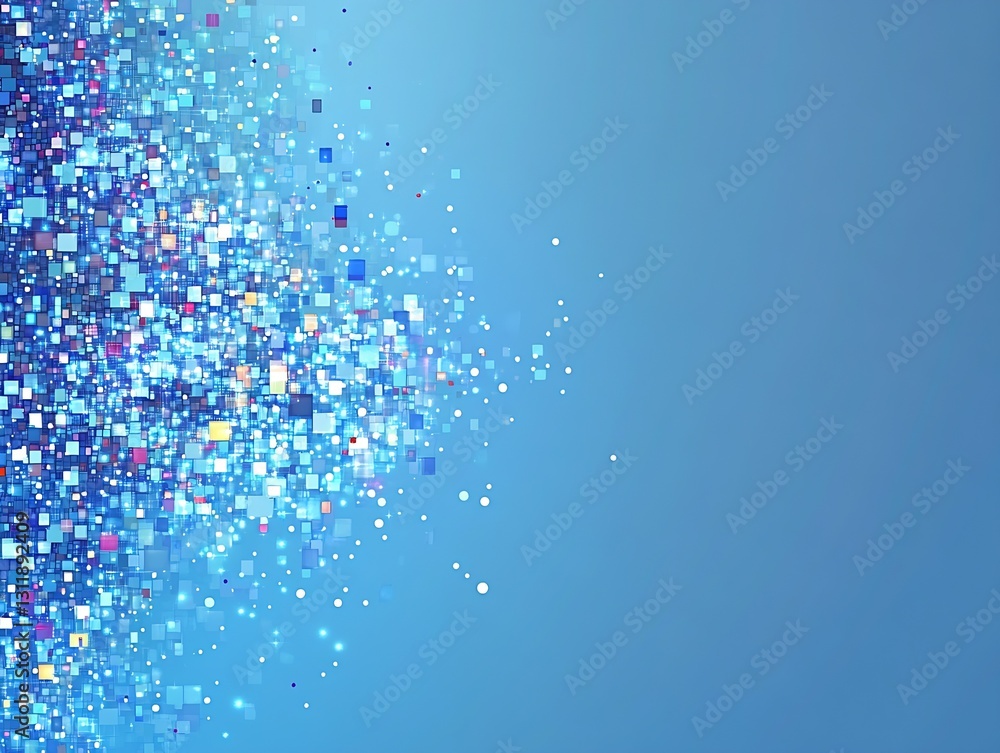 Poster dynamic splatter of blue and colorful squares evoking energy and modernity : generative ai