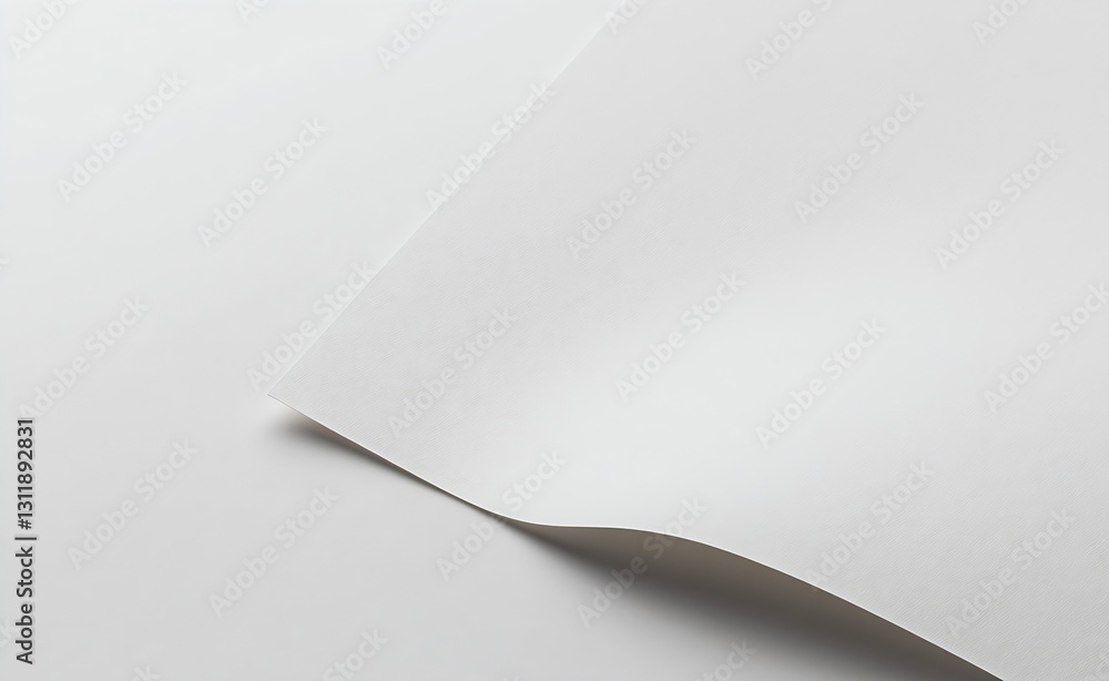 Fototapete Plain White Sheet of Paper Curved on a Smooth Surface : Generative AI