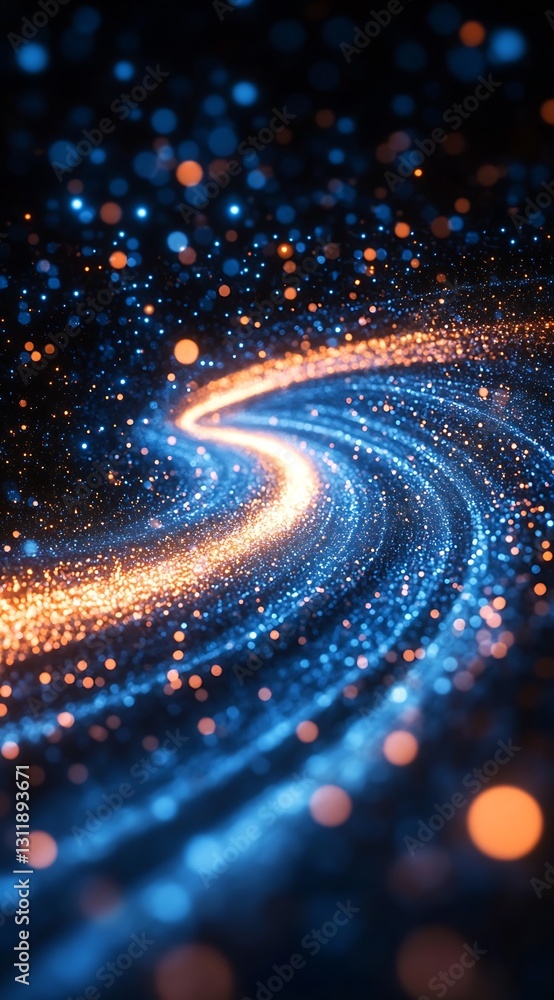 Leinwandbilder dynamic flow of light trails in spiraling pathways of blue and gold : generative ai