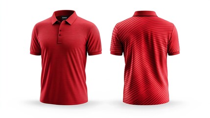 Trendy Red Short Sleeve Polo Shirt Design with Stripe Pattern for Stylish Everyday Wear : Generative AI