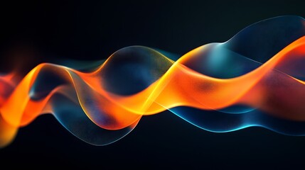 Obraz premium Smooth Flowing Waves of Color in Orange Blue and Black Abstract Art : Generative AI