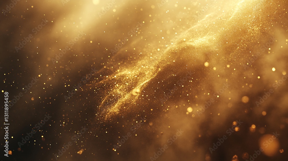 Poster stunning golden dust particles swirling in the air creating a dreamy and ethereal environment : gene