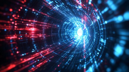 Digital tunnel with complex network visuals