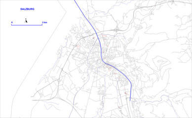 Salzburg city map (Austria)