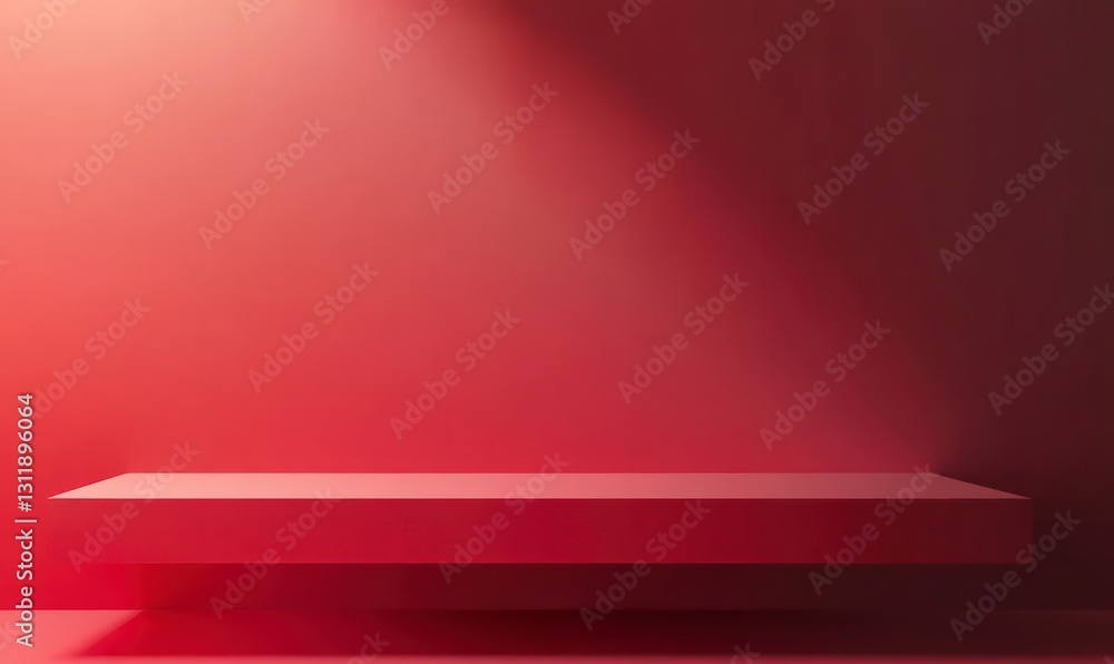 Aufkleber display platform presentation on red gradient background for product showcase