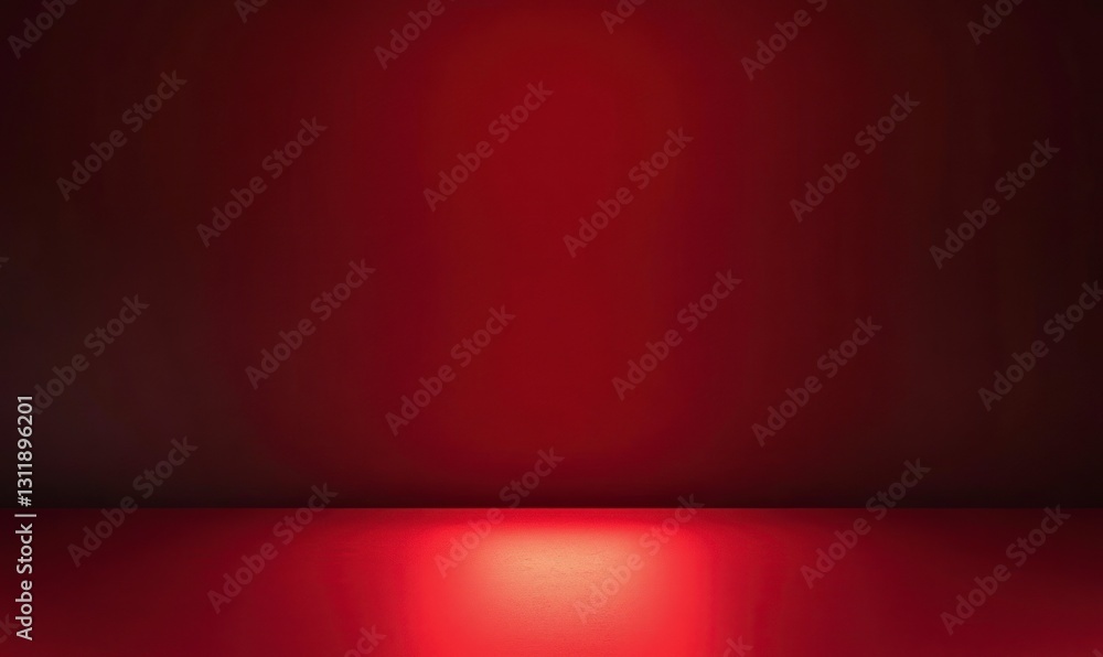 Poster red room studio background with spotlight and empty space design