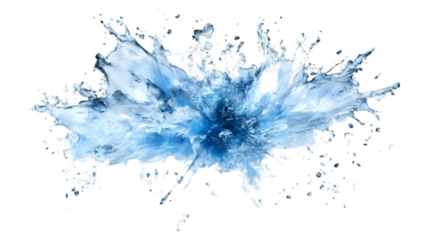 Water Splash Explodes Isolated on White Background,  Liquid Texture Shows Dynamic Movement