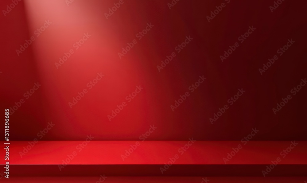 Poster red platform with spotlight background for product display or presentation