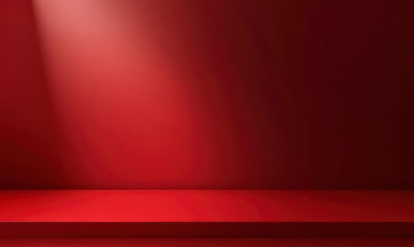 Red Platform with Spotlight Background for Product Display or Presentation