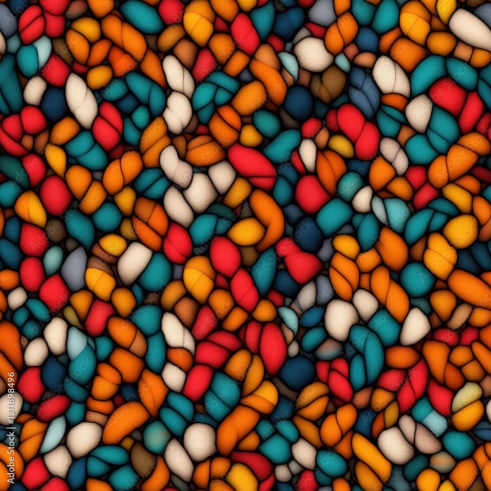 Poster seamless colorful background of pebbles in various shapes and sizes creating a unique and attractive