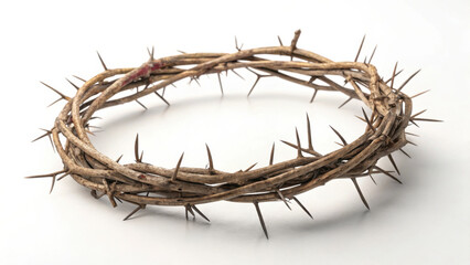 Fototapeta premium A solemn and detailed crown of thorns, intricately woven, symbolizing the suffering and sacrifice of Jesus