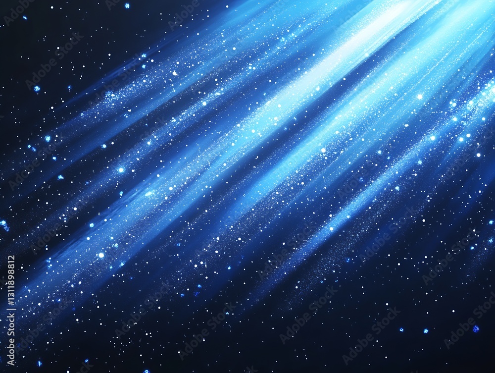 Fototapete Captivating Blue Light Rays Creating a Magical Atmosphere with Cosmic Elements : Generative AI