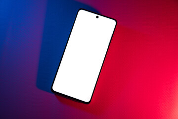 GeneratSmartphone blank screen. Mockup generic device. Mobile phone mock up on colorful background,...