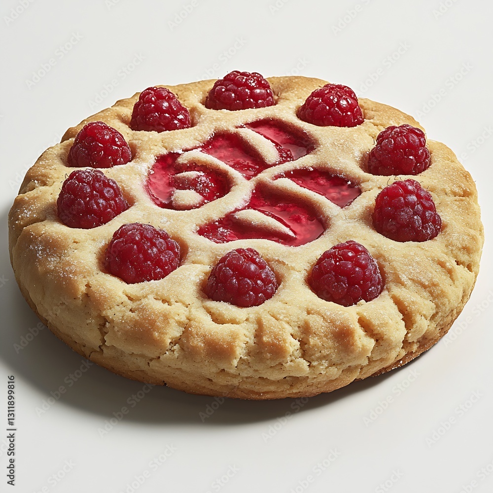 Aufkleber fresh raspberry cherry pie on clean background for dessert lovers : generative ai