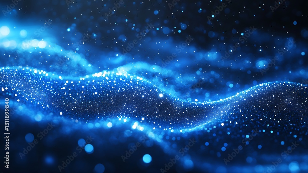Fototapete Magical blue shimmering waves creating a surreal and enchanting atmosphere of sparkling light : Generative AI