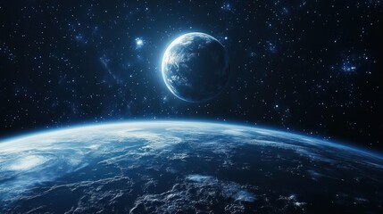 Earth and other celestial bodies in space