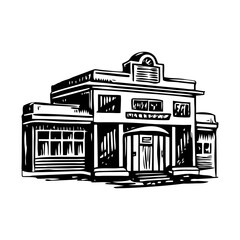 A vintage style illustration of restaurant building