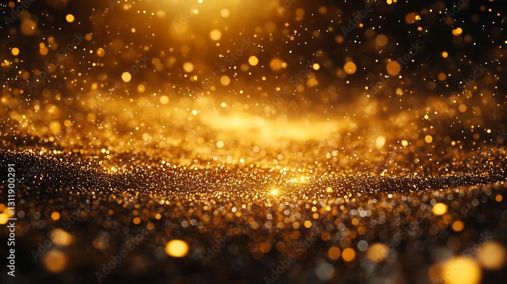 Poster Dazzling golden sparkling particles forming an enchanting shimmering backdrop for creative projects : Generative AI