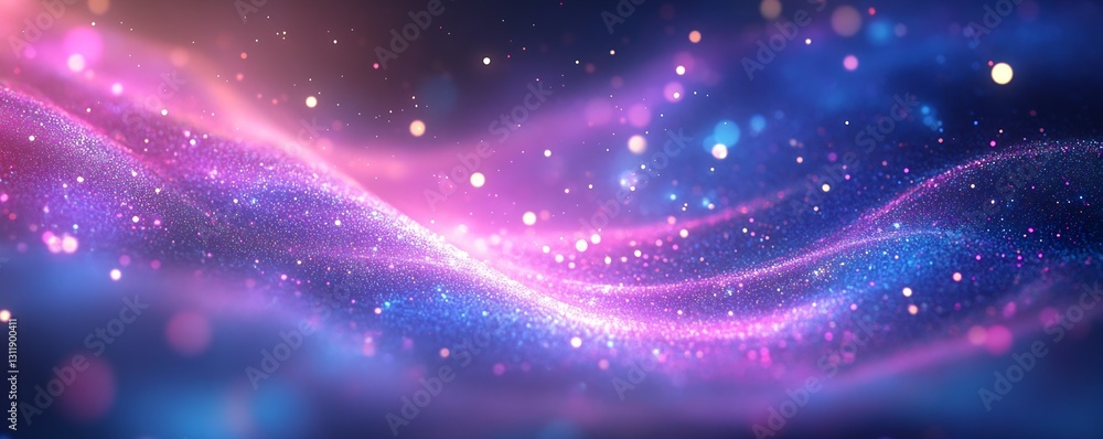 Poster soft glowing waves of pink and blue light creating a dreamy atmosphere : generative ai