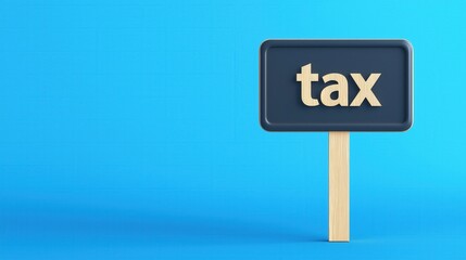 A sign displaying the word "tax" on a blue background, representing financial obligations and responsibilities.