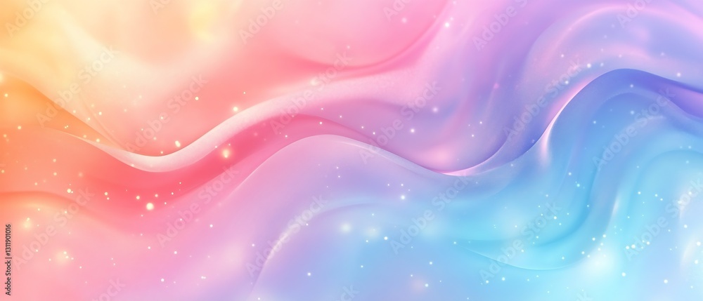 Poster Soft and Serene Abstract Textile Background in Pastel Colors with Sparkles and Waves : Generative AI