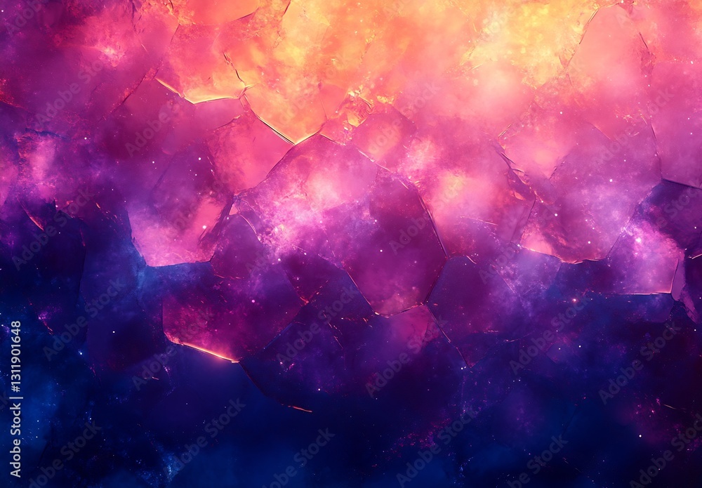 Poster Vibrant and Cosmic Abstract Texture with Glowing Colors and Astounding Patterns : Generative AI
