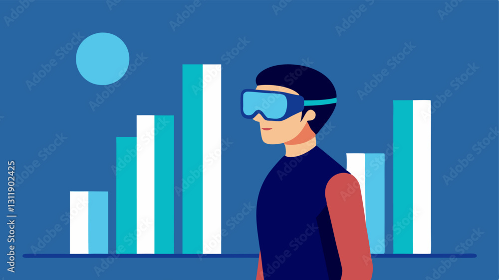 Poster user with ar glasses a person wearing sleek augmented reality glasses while standing in a welllit ro