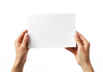 Obraz premium Stylish Hands Presenting Blank Card in Both Hands for Promotional Use and Marketing Opportunities : Generative AI