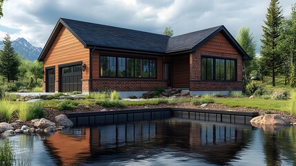 Fototapeta premium High-resolution 3D rendering of a steel-framed house foundation, designed for longevity and termite resistance, ultra-realistic