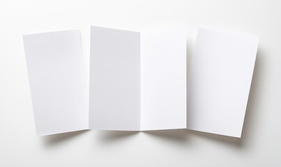 Three Blank Tri-folded White Brochures on a Neutral Surface : Generative AI