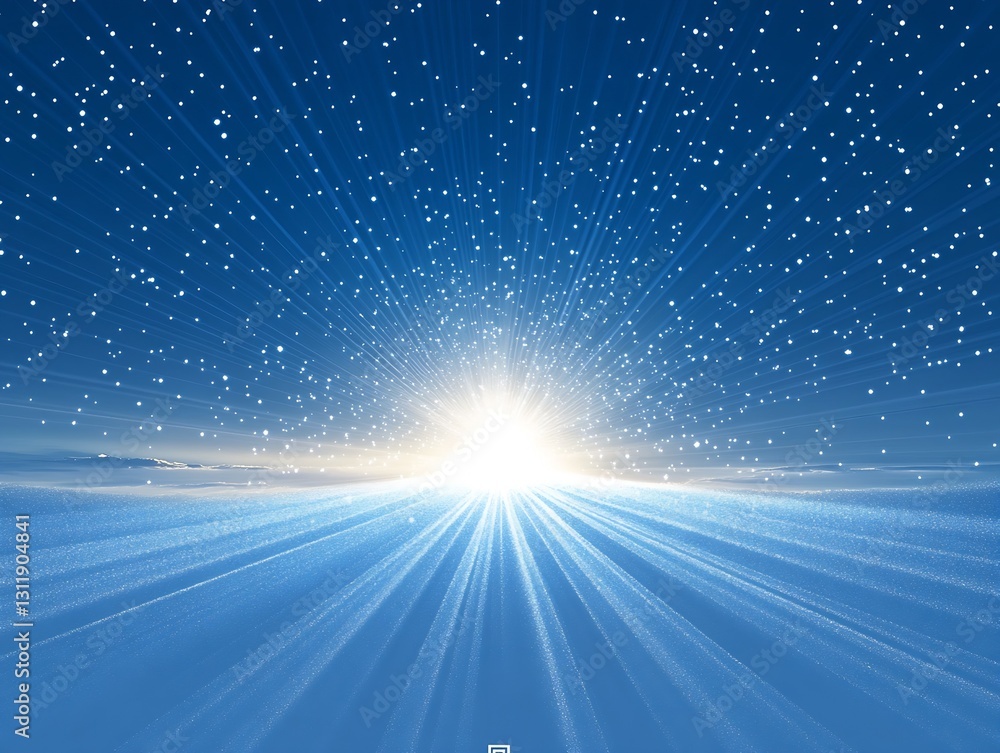Leinwandbilder radiant rays of light glimmering in a blue sky with stars creating a mystical scene : generative ai
