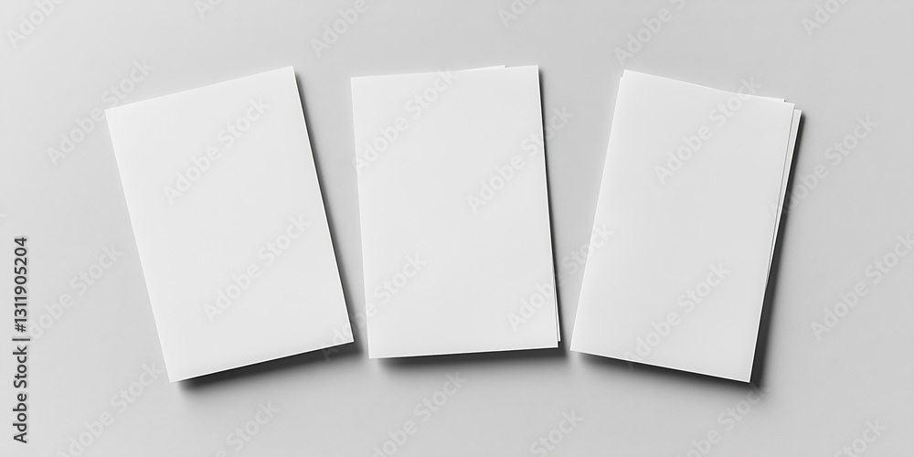 Aufkleber three blank sheets of white paper creatively stacked in an organized manner ideal for design or offi