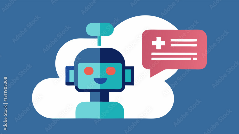 Poster virtual assistant an ai chatbot icon next to a medical imaging scan illustrating the concept of ai p
