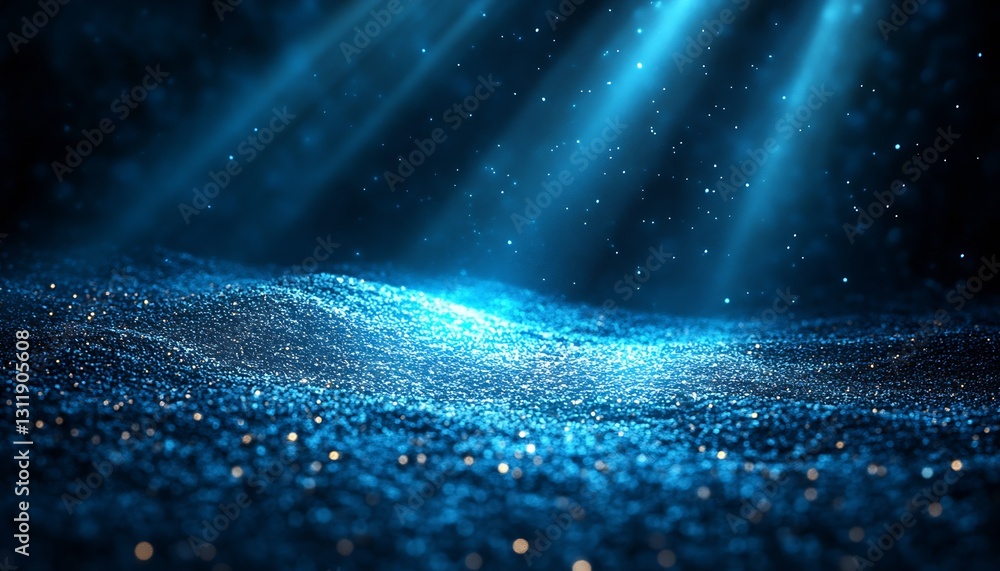 Poster enchanting blue glitter with rays of light creating a dreamy atmosphere : generative ai