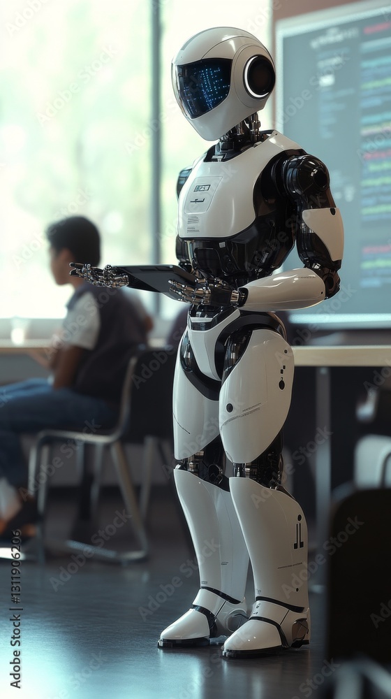 Aufkleber a full-body humanoid robot with intricate design and glossy exterior demonstrates advanced technolog