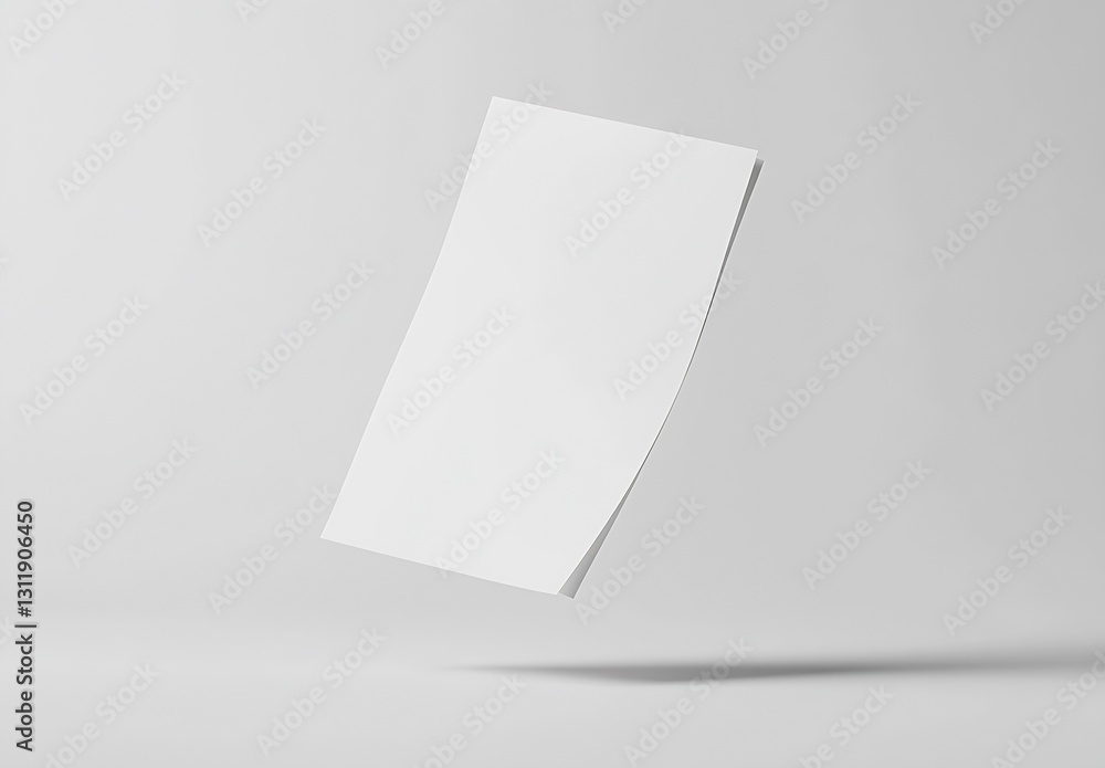 Poster minimalist floating white sheet of paper with soft shadows perfect for presentation : generative ai