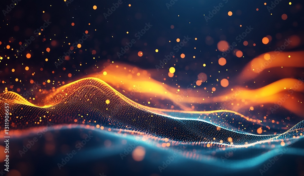 Aufkleber mesmerizing flow of light waves in orange and blue for captivating abstract designs : generative ai