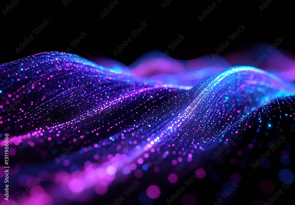 Aufkleber vibrant pink and blue waves of light particles flowing in an artistic display : generative ai