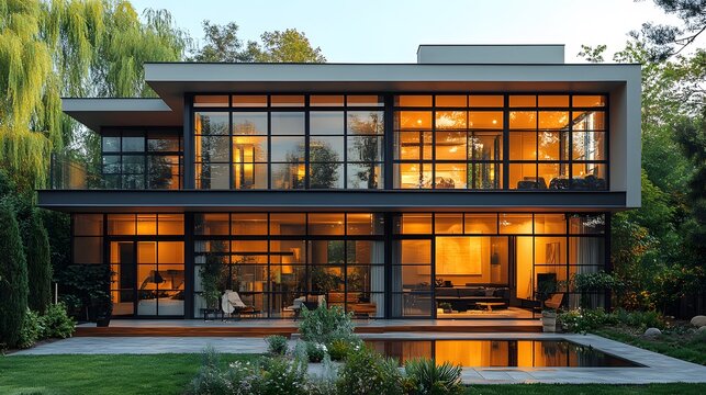 Interior of a modern steel home with a minimalist, stylish design, showcasing energy efficiency and durability, high-resolution