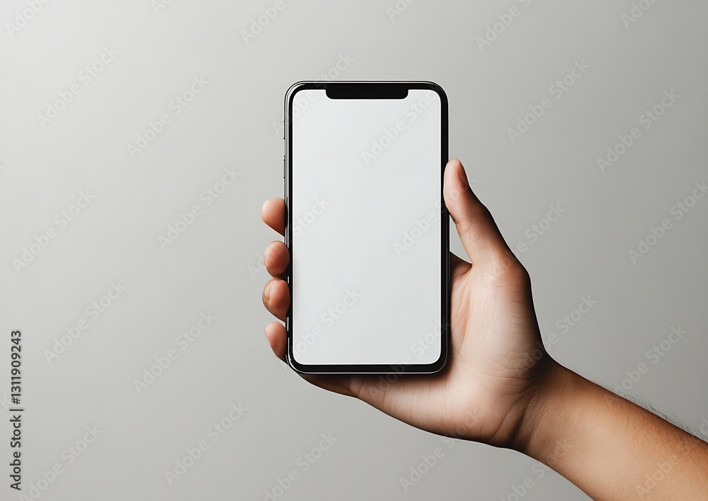 Aufkleber hand holding a smartphone with a simple background for a fresh and polished look : generative ai