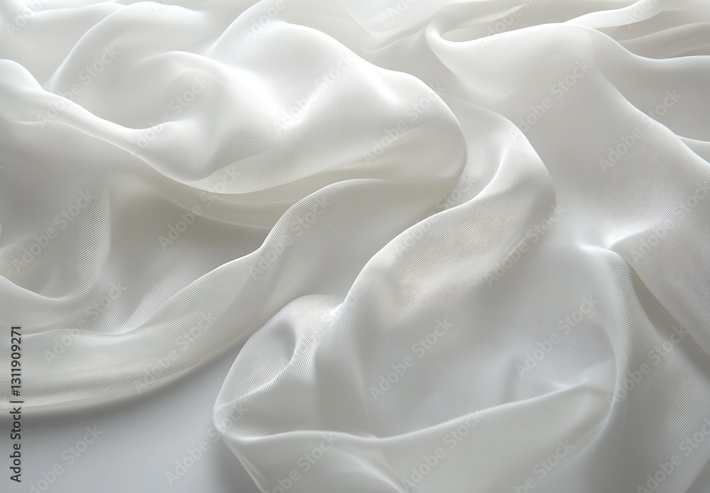 Leinwandbilder soft white silky fabric draped elegantly creating waves and texture : generative ai