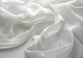 Fototapeta premium Soft White Silky Fabric Draped Elegantly Creating Waves and Texture : Generative AI