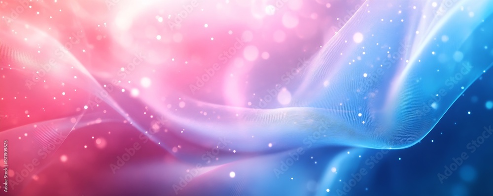 Fototapete Soft Pink and Blue Abstract Background with Gentle Flowing Textures and Sparkles : Generative AI