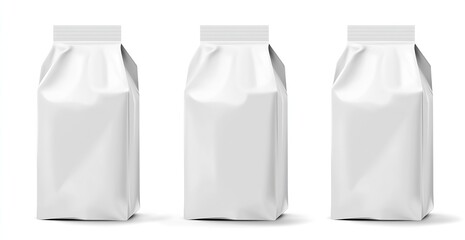 Minimalist White Packaging Bags for Food or Product Use in Contemporary Style : Generative AI