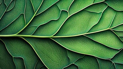 Detailed Green Leaf Texture Close Up